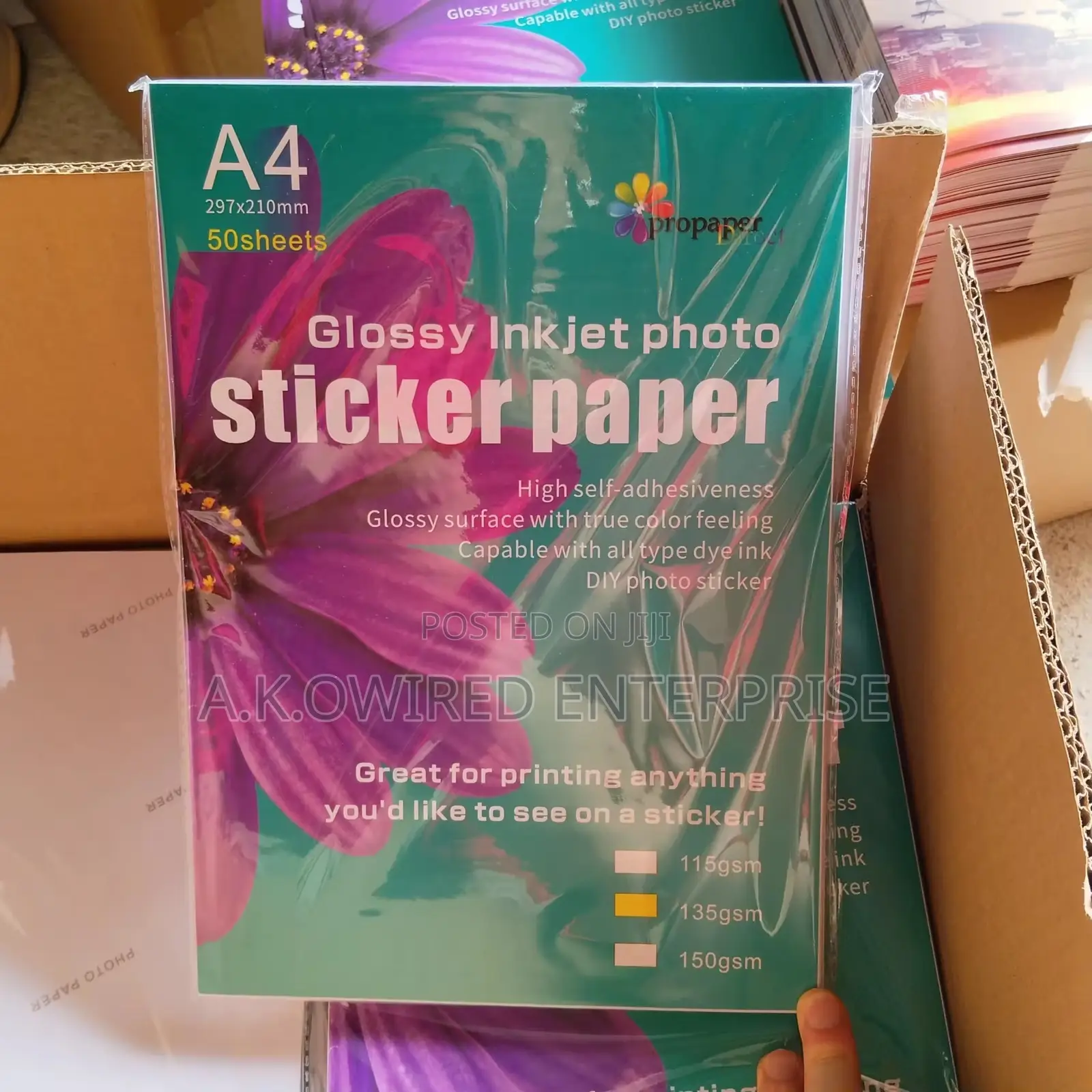 135g 50sheets Self-Adhesive Glossy Sticker Paper Size A4 Photo Paper
