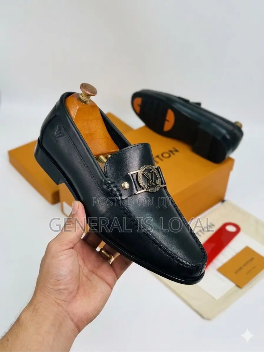 Louis Vuitton Black Leather Men’S Loafers Shoe