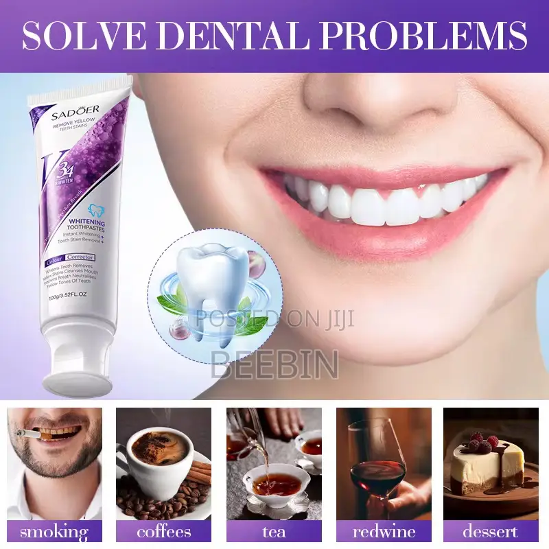 Sadoer V34 Whitening Toothpaste 100g – Instant Stain Removal 3 PCS