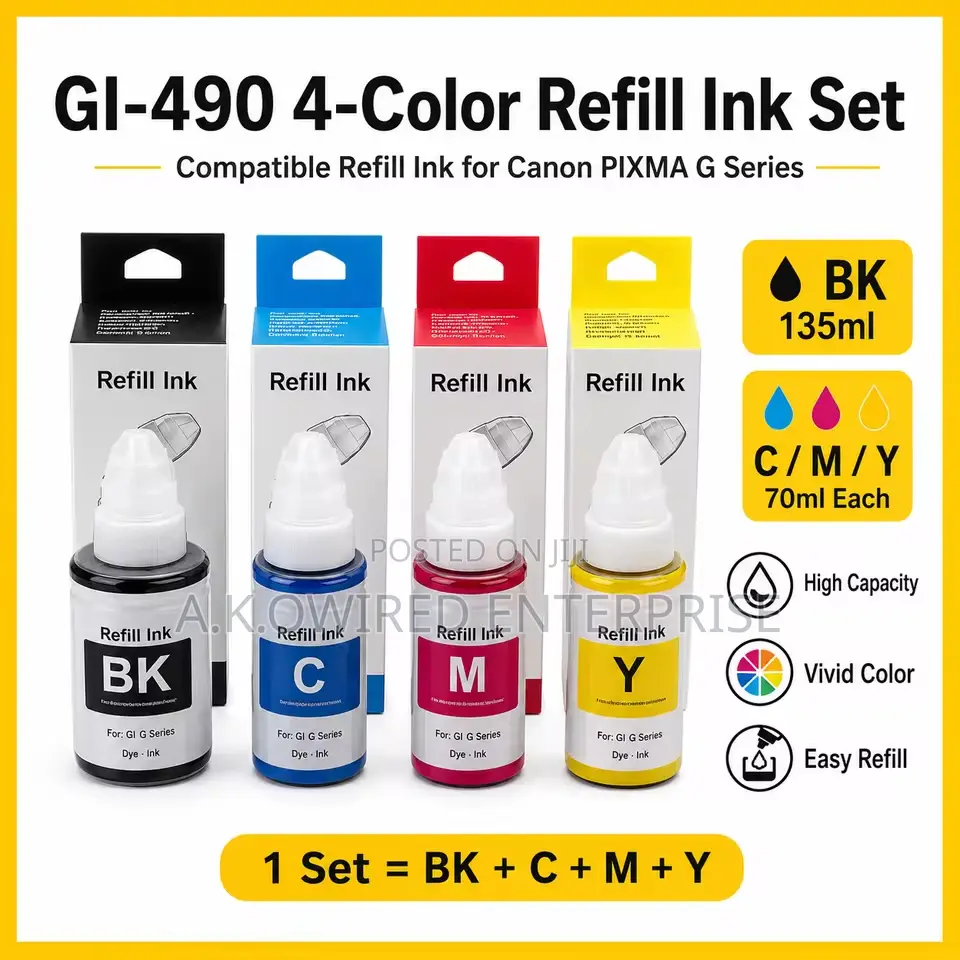 Gi-490 Bottled Ink Canon Pixma G1400 G1410 G1411 G2400 G2410 G2411