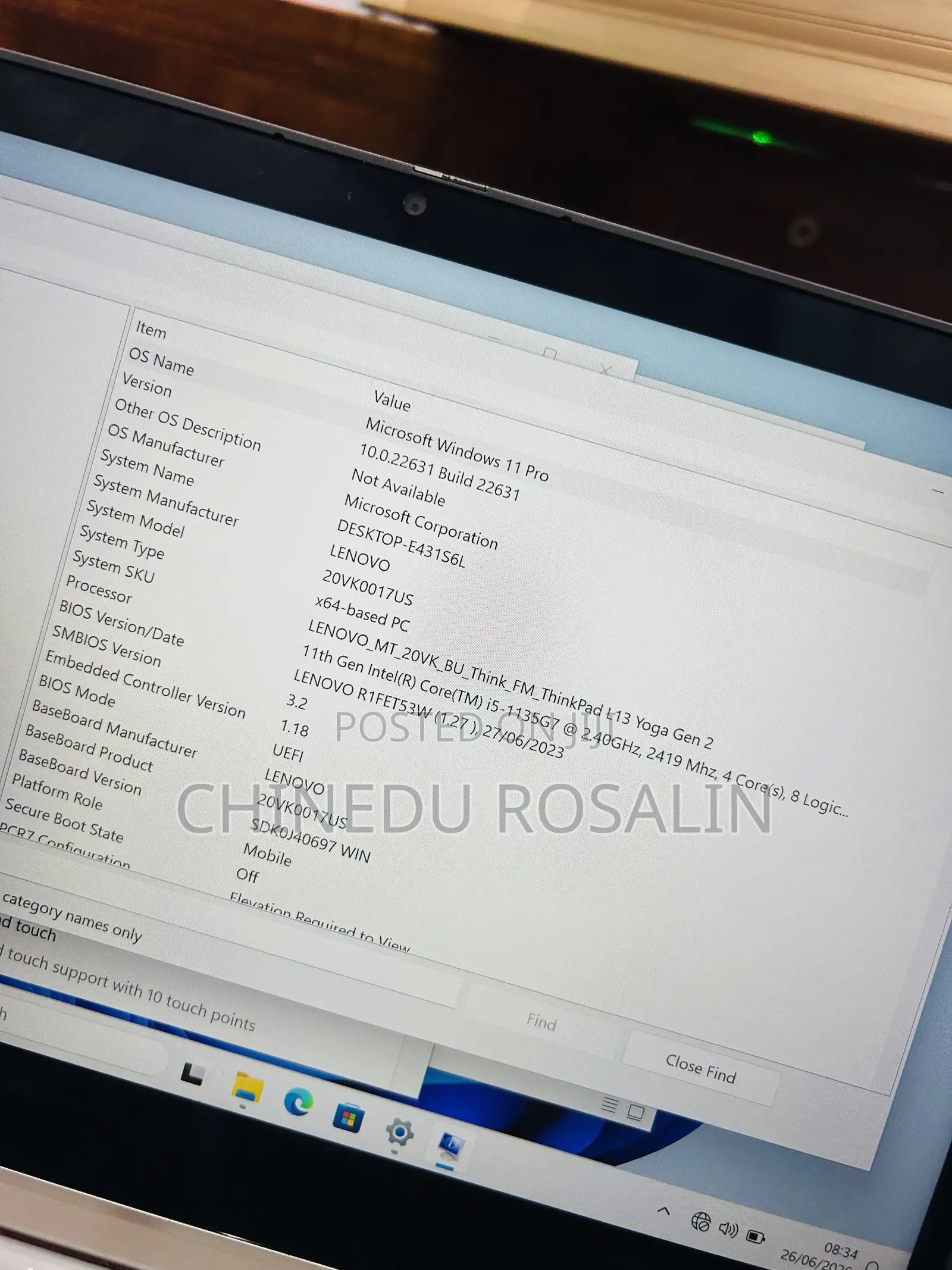 Laptop Lenovo ThinkPad L13 Yoga 8GB Intel Core i5 SSD 256GB