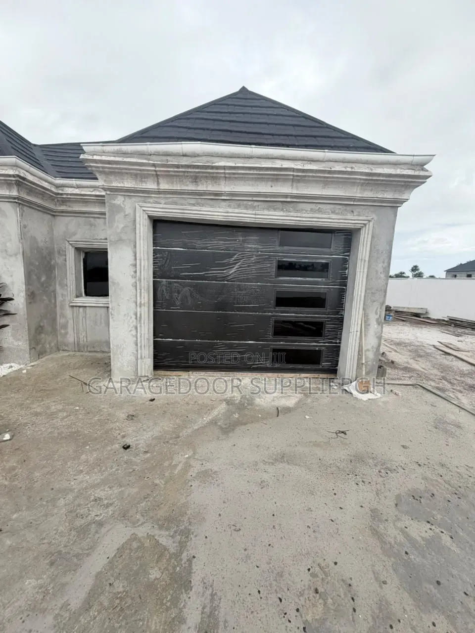 Automated Garage Door With Side Fanlight