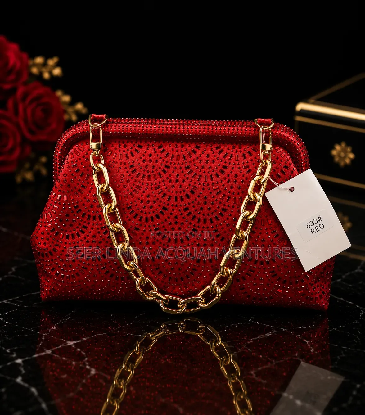Black Luxury Rhinestone Handbag