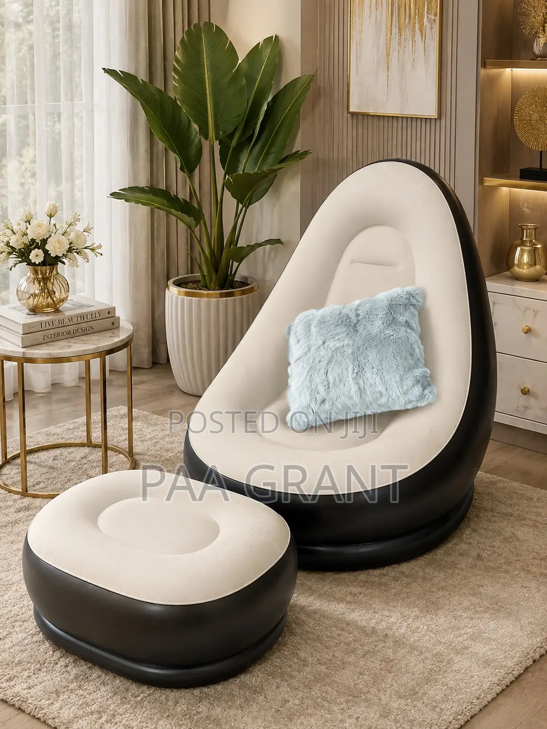 Luxury Air Sofa With Footrest Comes Plus Free Pump