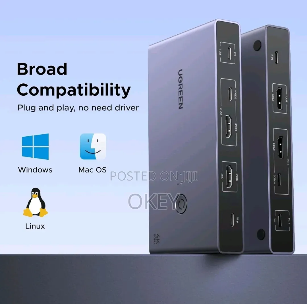 ‎Ugreen 60hz Hdmi KVM Switch Switcher 2 PCS Sharing 1 Monitor ‎