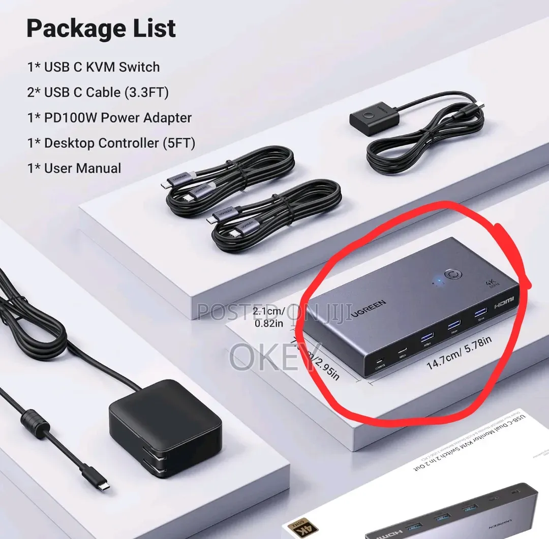 ‎Ugreen 60hz Hdmi KVM Switch Switcher 2 PCS Sharing 1 Monitor ‎