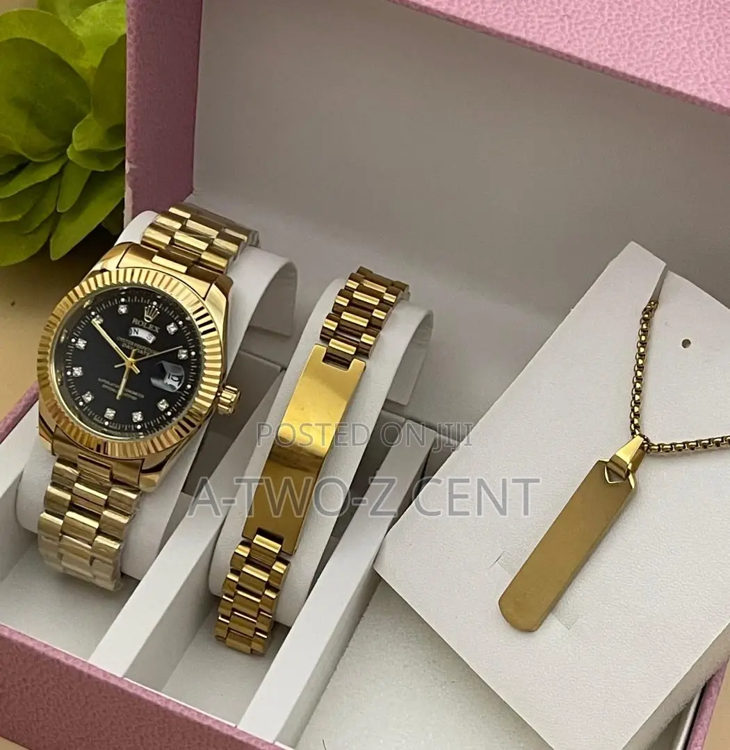 Watch,Bracelet, Necklace With Box and Bag