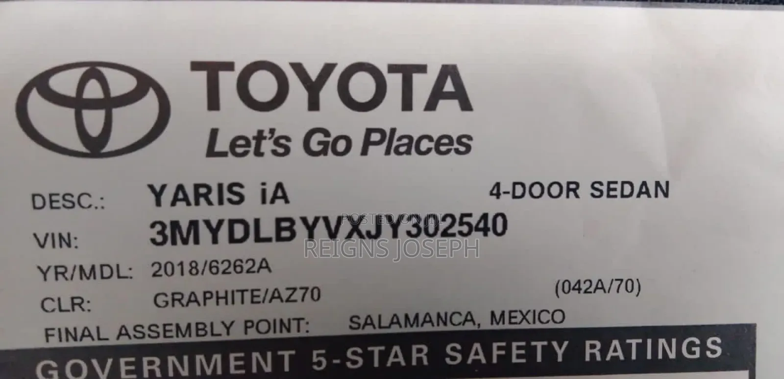 Toyota Yaris iA 1.5 FWD 2018 Gray