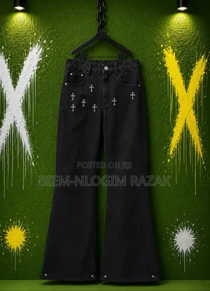 Saint Tears Nd Chrome Heart Baggy Jeans Available in Stock
