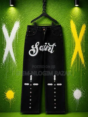 Saint Tears Nd Chrome Heart Baggy Jeans Available in Stock