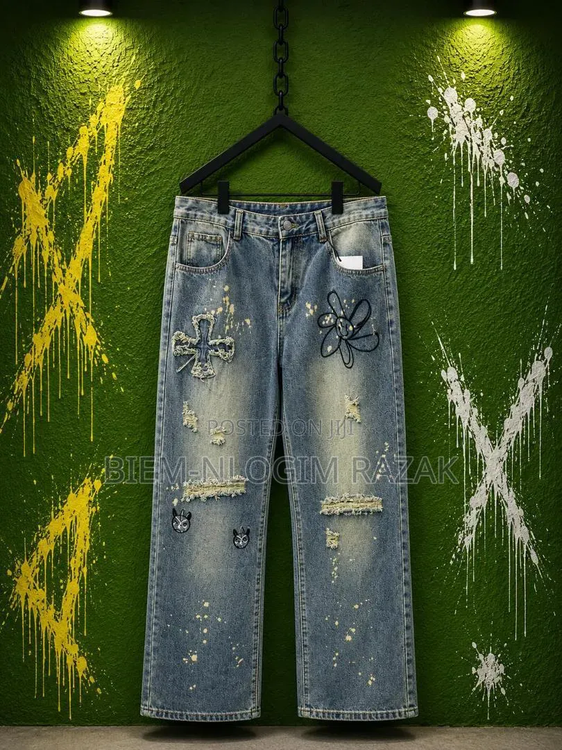 Saint Tears Nd Chrome Heart Baggy Jeans Available in Stock