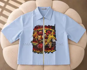 Men's Minimalist Graphic Print Short Sleeve Cropped Shirt