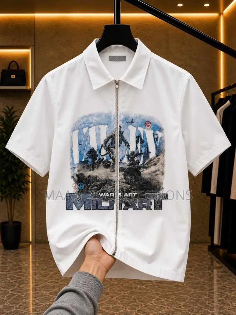 Men's Minimalist Graphic Print Short Sleeve Cropped Shirt