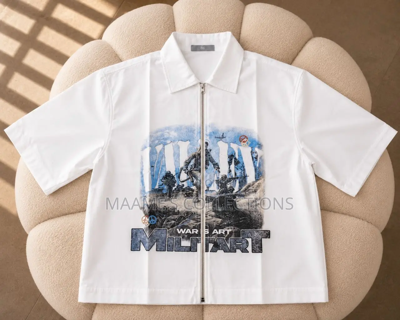 Men's Minimalist Graphic Print Short Sleeve Cropped Shirt
