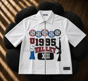 Men's Minimalist Graphic Print Short Sleeve Cropped Shirt