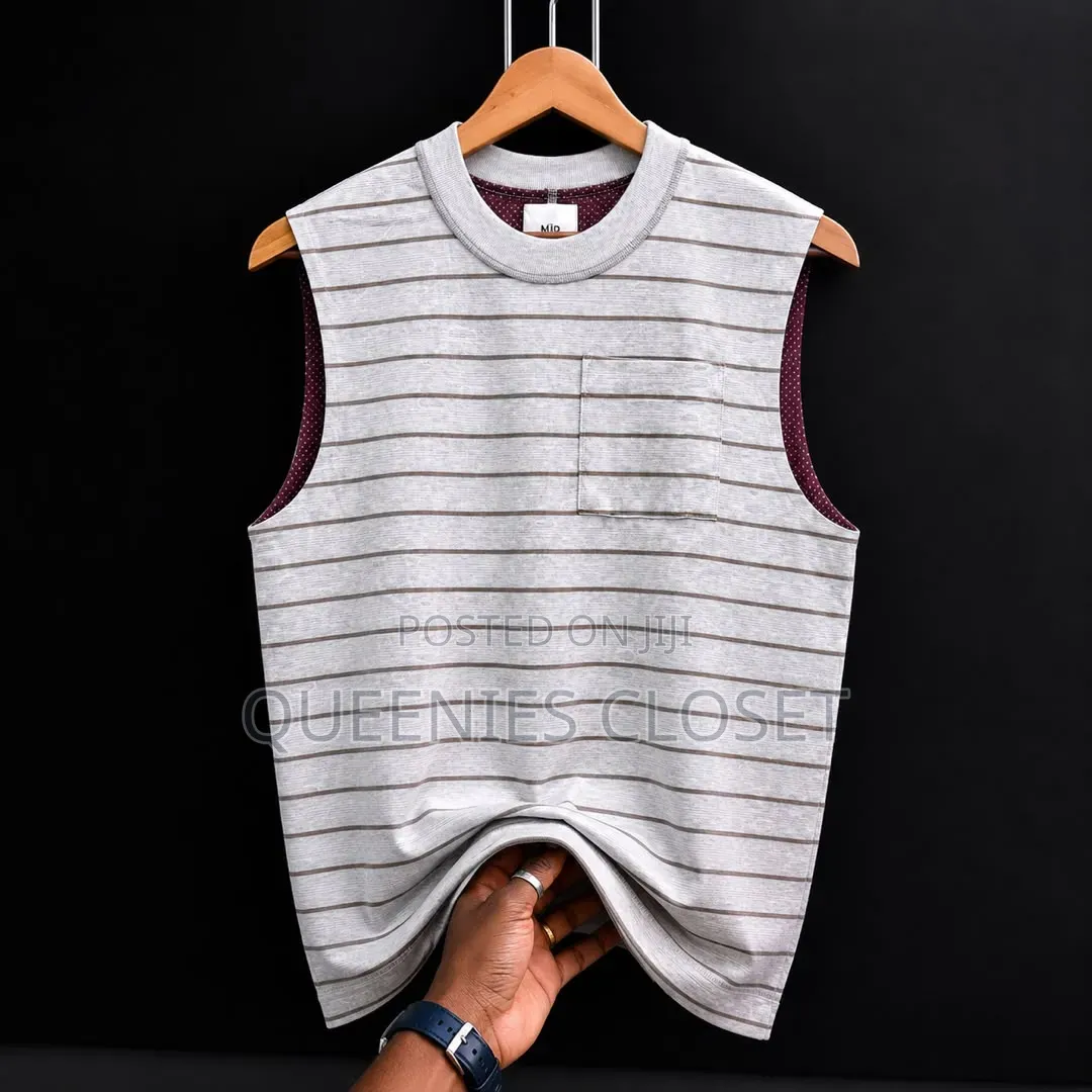 Unisex Striped Sleeveless Round Neck Top – Premium Quality (L–3xl)