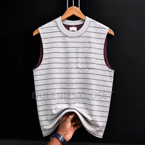 Unisex Striped Sleeveless Round Neck Top – Premium Quality (L–3xl)