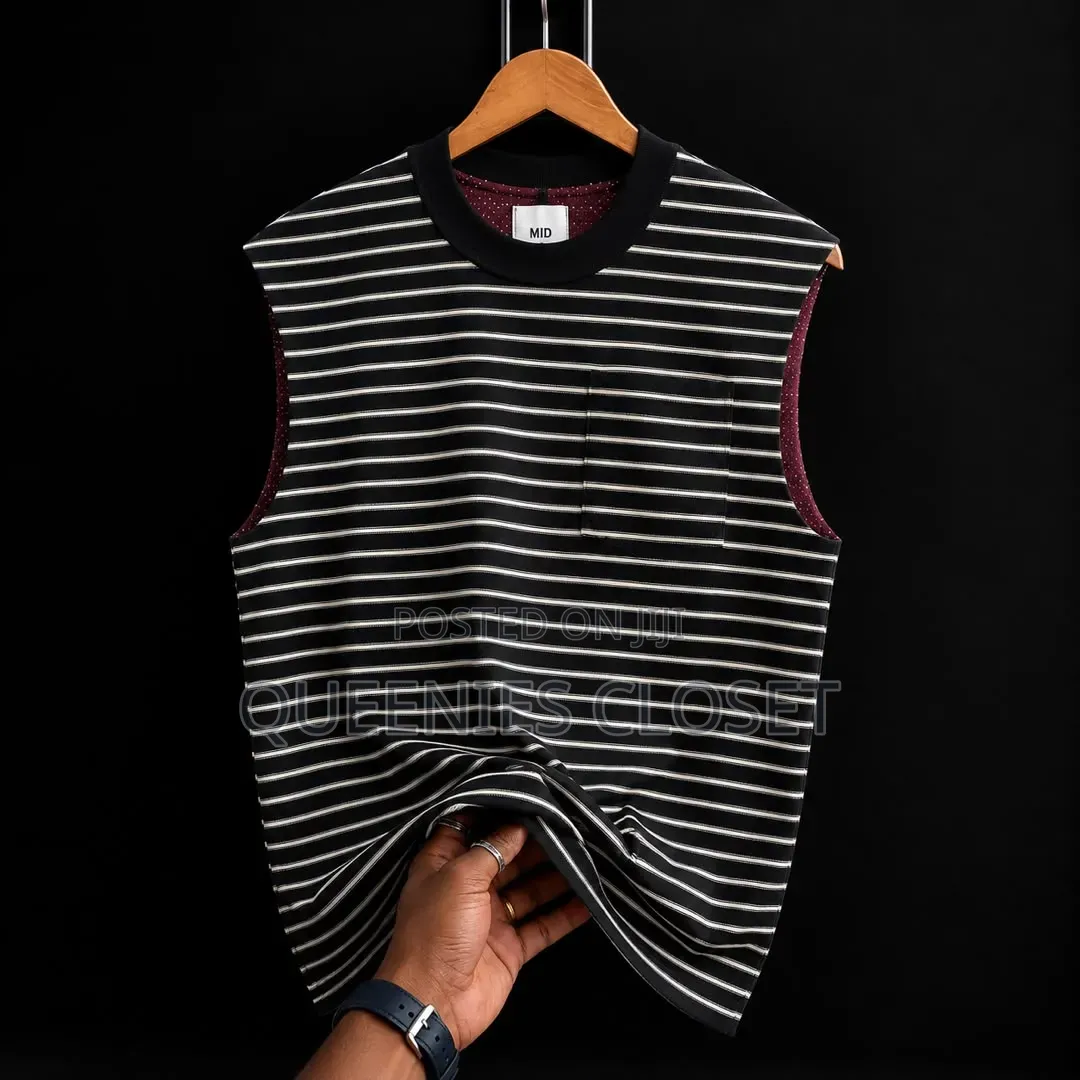 Unisex Striped Sleeveless Round Neck Top – Premium Quality (L–3xl)