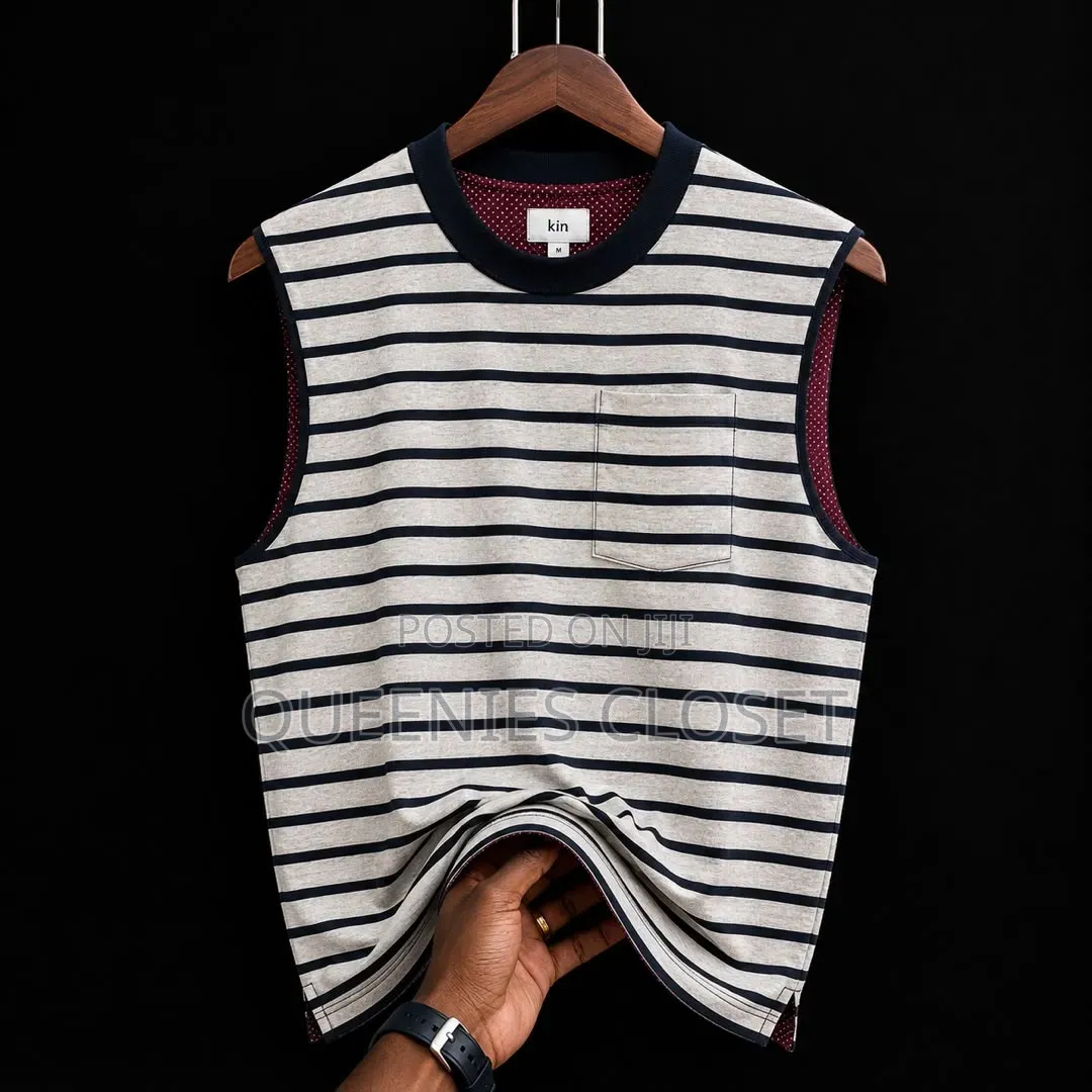 Unisex Striped Sleeveless Round Neck Top – Premium Quality (L–3xl)