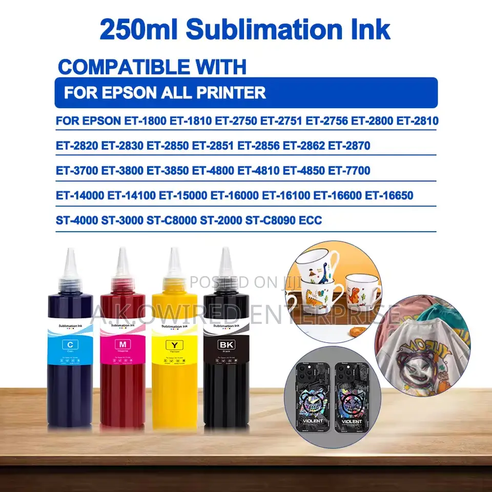 250ml Sublimation Ink Dx5 Tx800 I3200 I1600 L1 Heat Press Transfer Ink