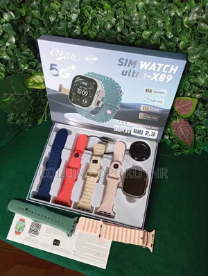 Ultra-X89 Smart Watch With Sim Slot and Camera + 7 Xtra Straps - Pink
