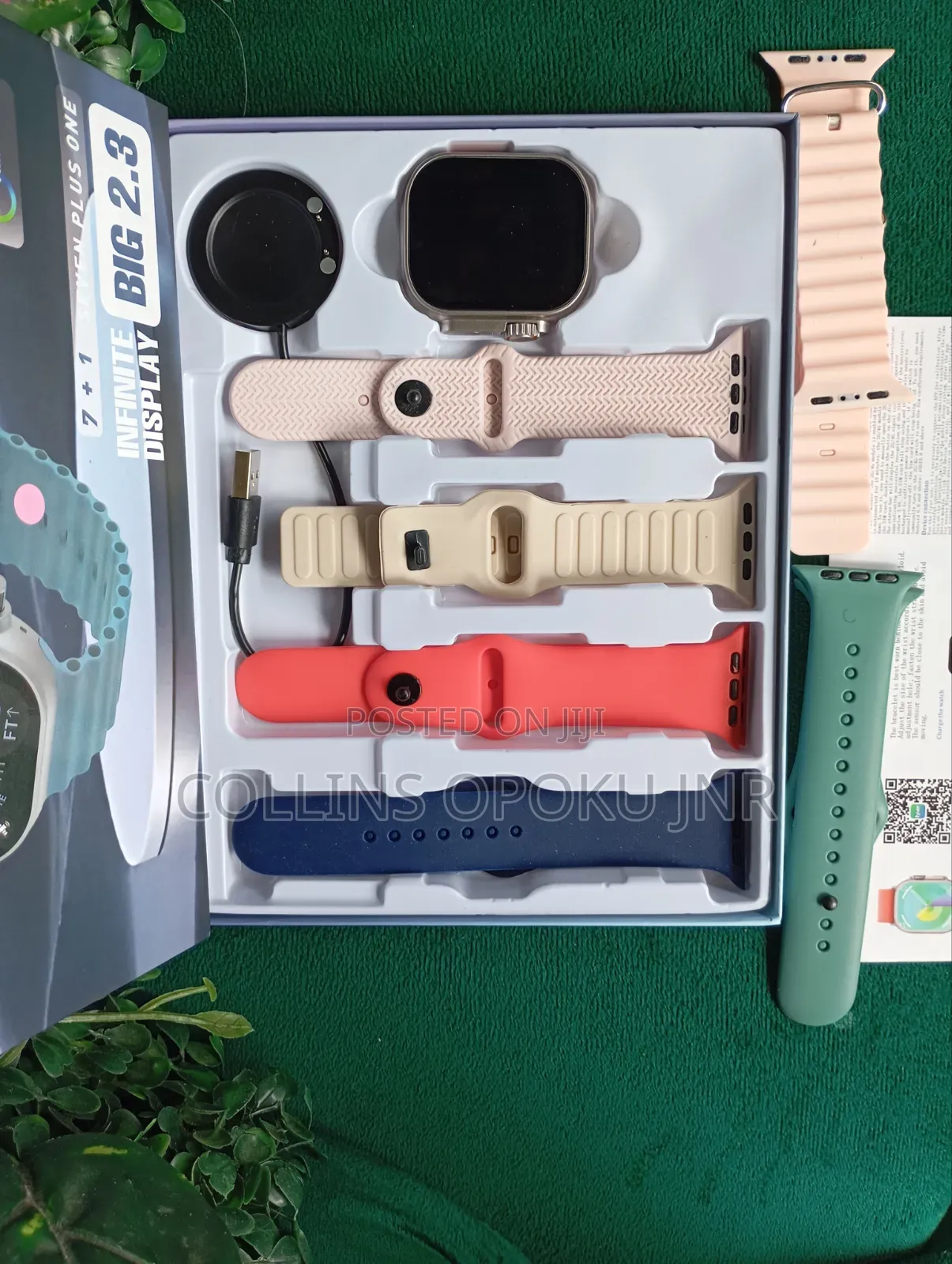 Ultra-X89 Smart Watch With Sim Slot and Camera + 7 Xtra Straps - Pink