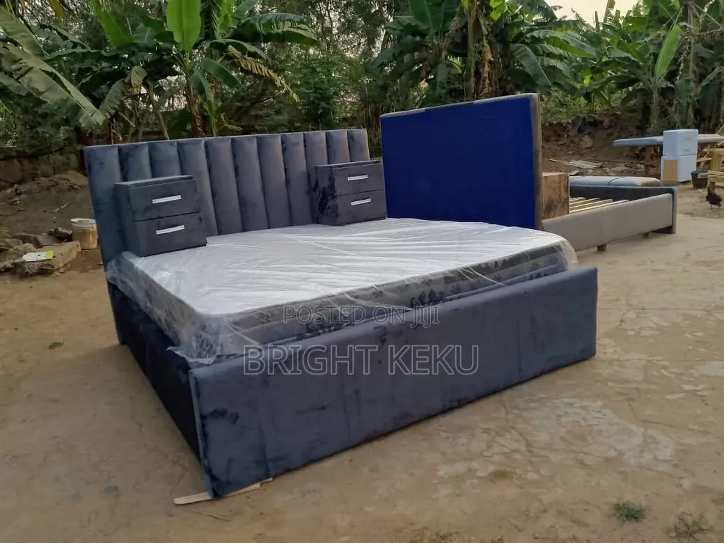Dark Ash Quality Queen Size Bed Frame With Said Draws and Mattress