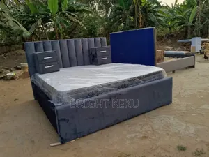 Dark Ash Quality Queen Size Bed Frame With Said Draws and Mattress