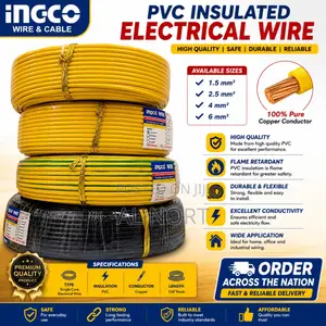 Ingco PVC Insulated Single Core Electrical Wire - Yellow - 100 Yards