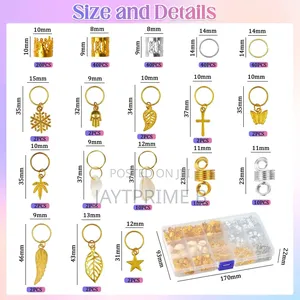 Pack of 254 Gold Hair Accessories for Braids, Woven Hair Pendant For