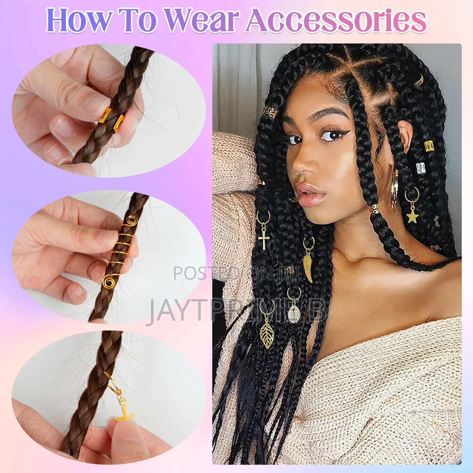 Pack of 254 Gold Hair Accessories for Braids, Woven Hair Pendant For