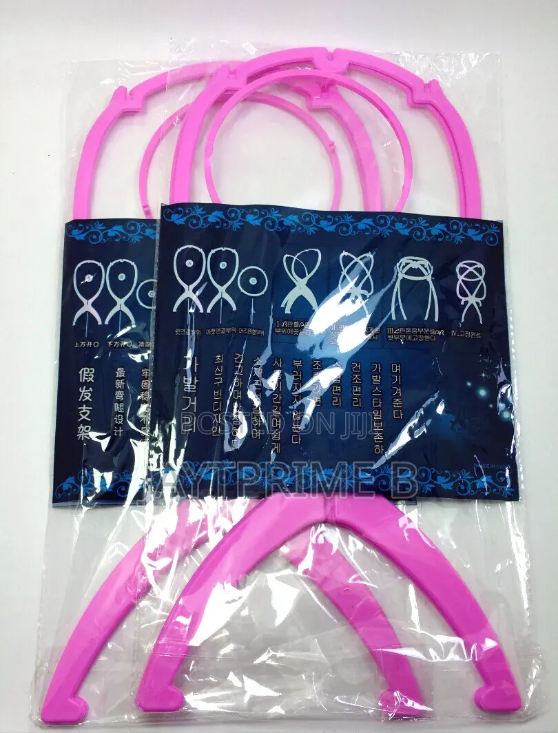 Pink Plastic Light Wig Hair Holders Stand Folding Hat Cap Durable