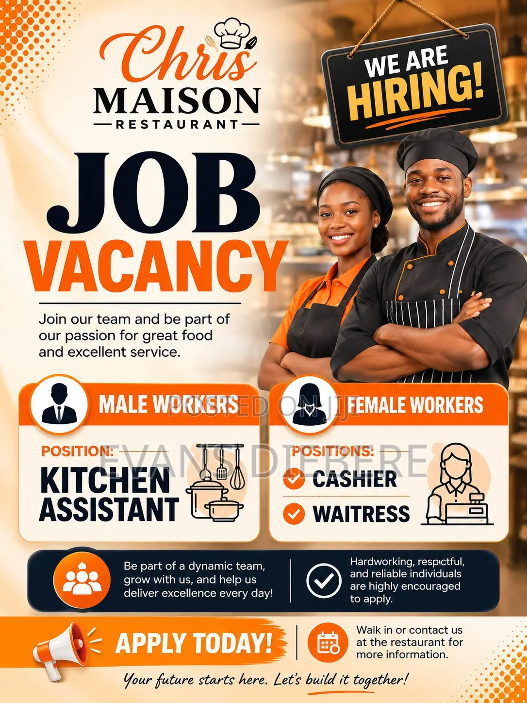Cashier and Waitress