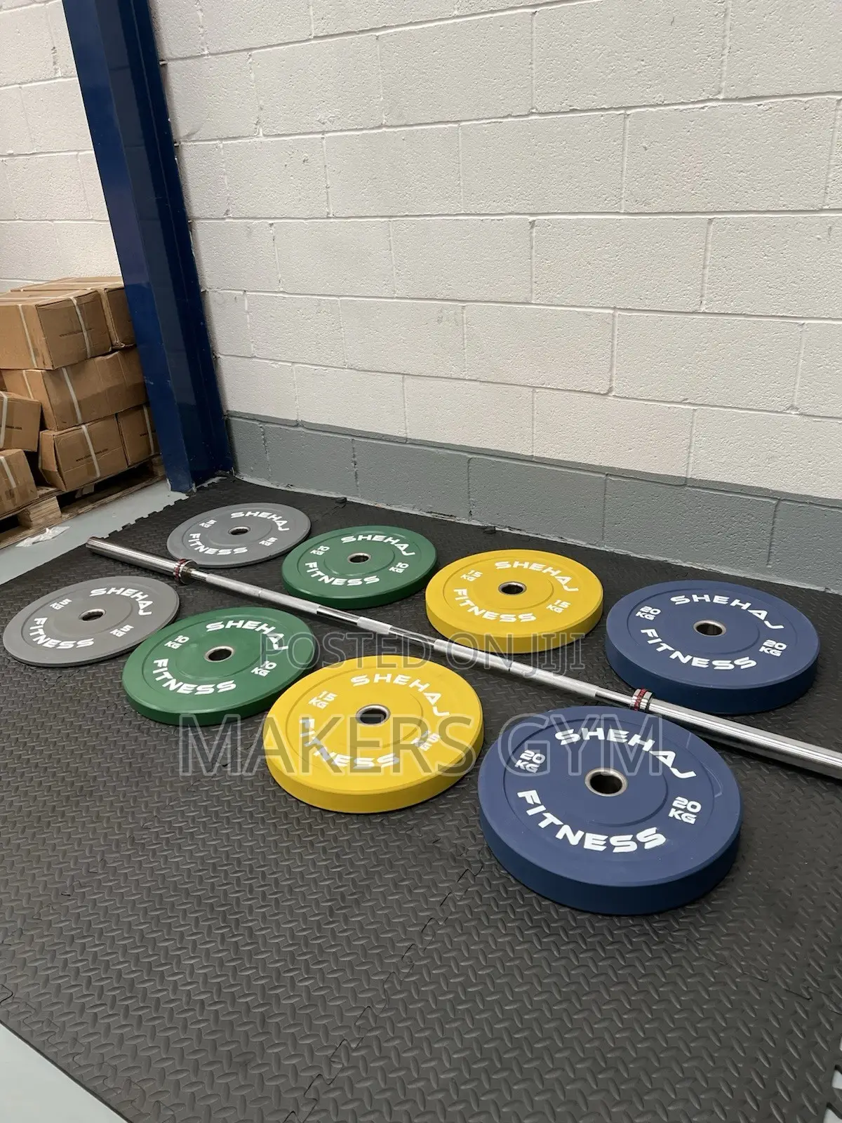 100kg +7ft 20kg Barbell Set Bumper Weight Plates Olympic Gym
