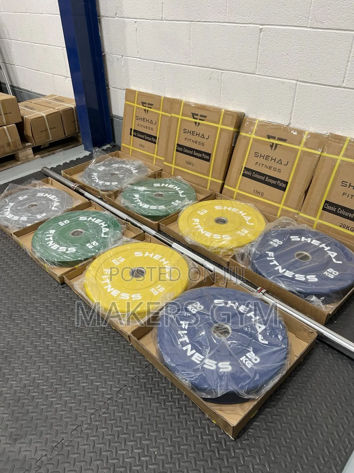 100kg +7ft 20kg Barbell Set Bumper Weight Plates Olympic Gym