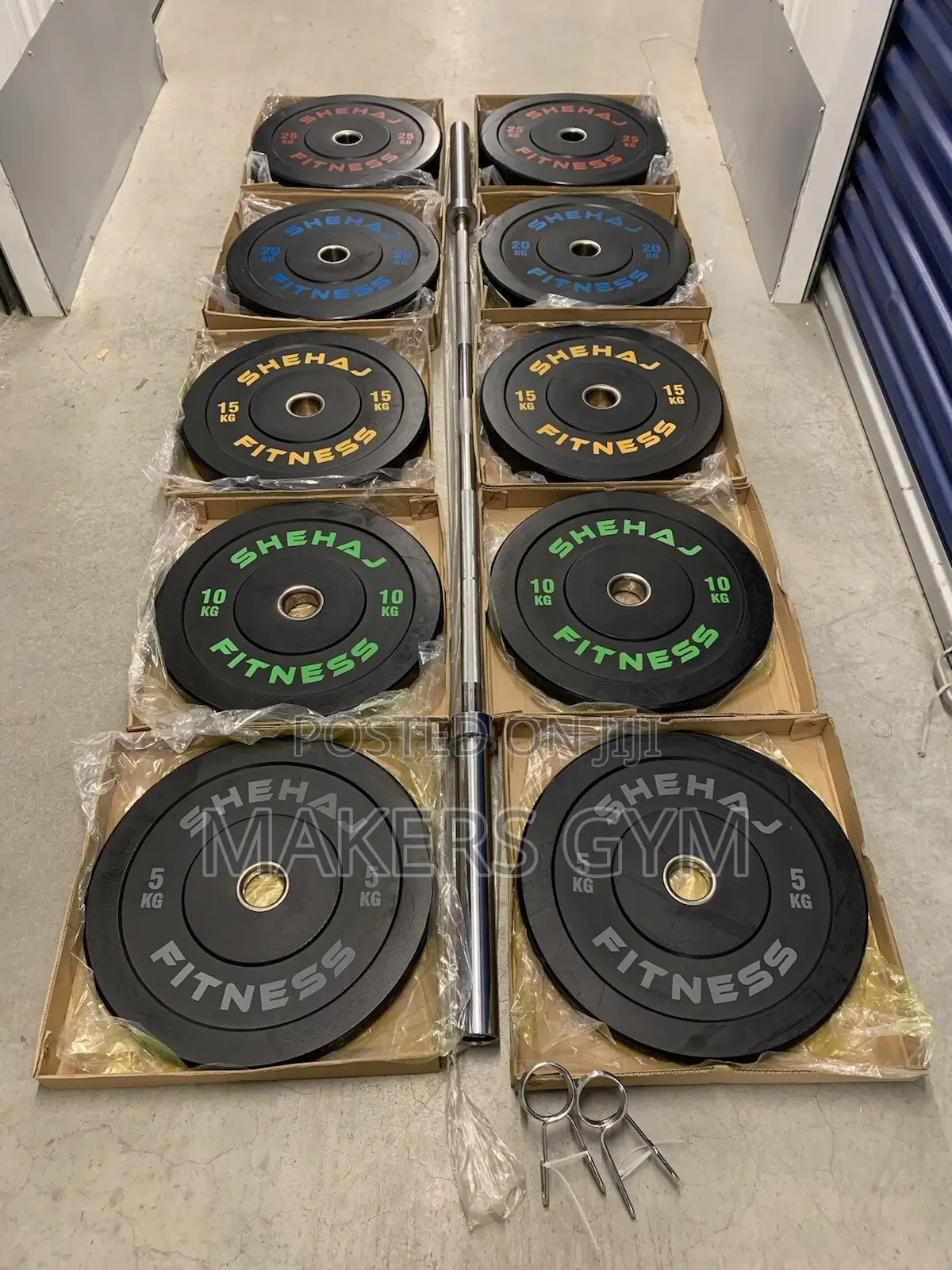 150kg +7ft 20kg Barbell Set Bumper Weight Plates Olympic