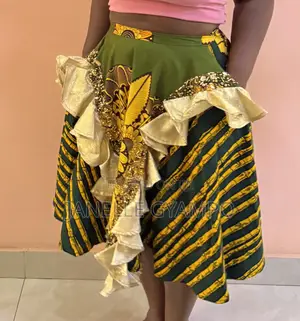 African Print (Ankara) Ruffled Midi Skirt