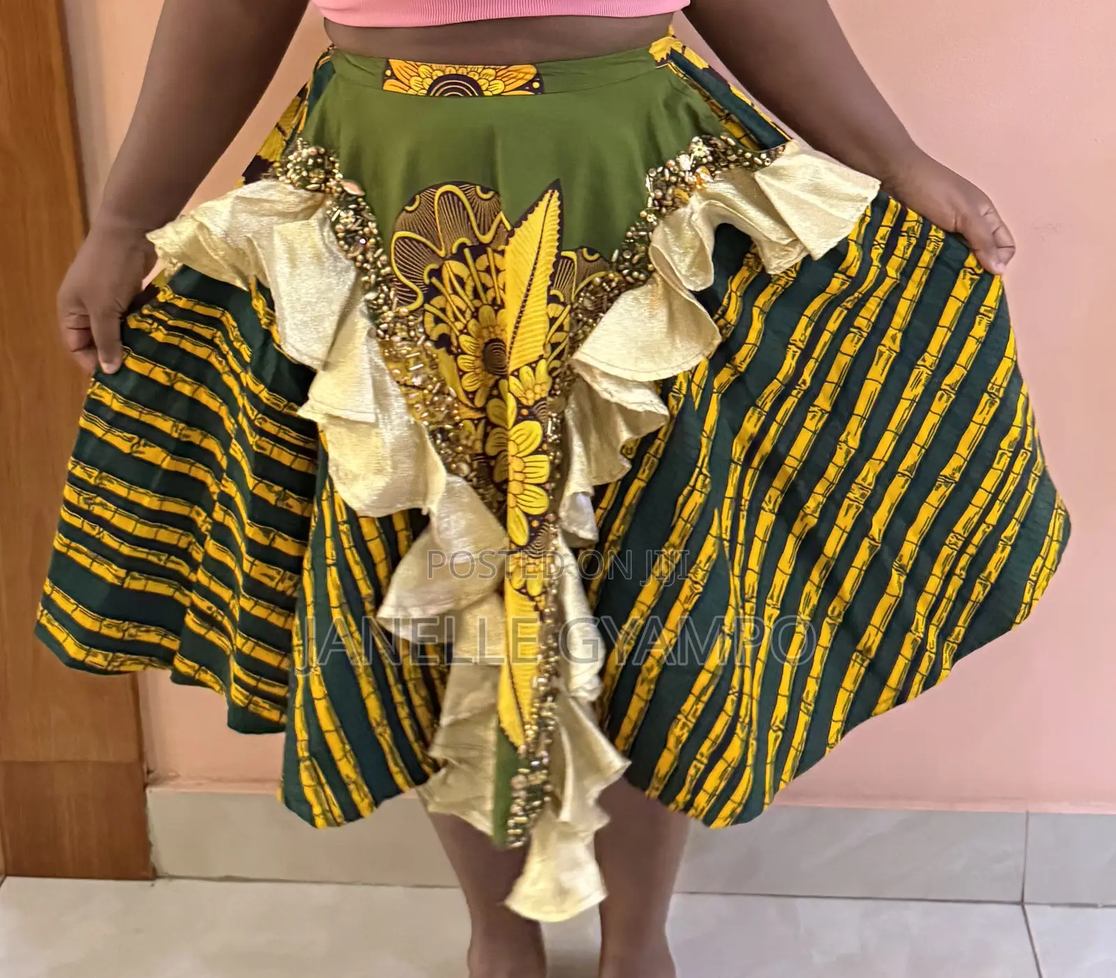 African Print (Ankara) Ruffled Midi Skirt