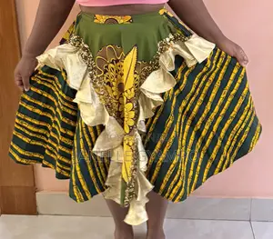 African Print (Ankara) Ruffled Midi Skirt