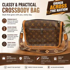 Women's Pu Leather Monogram Crossbody Shoulder Bag