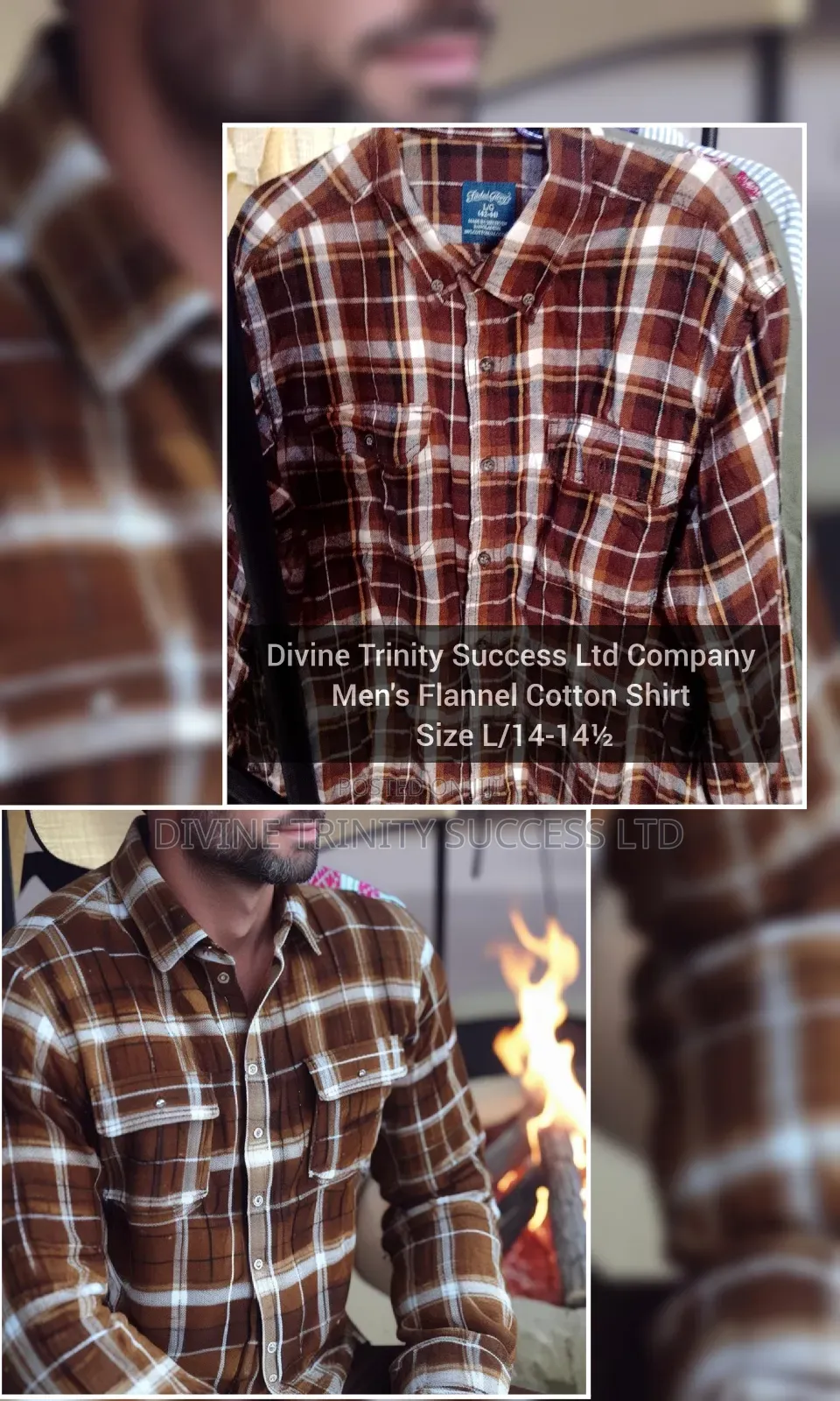 Men's Plaid Brown Flannel Shirt