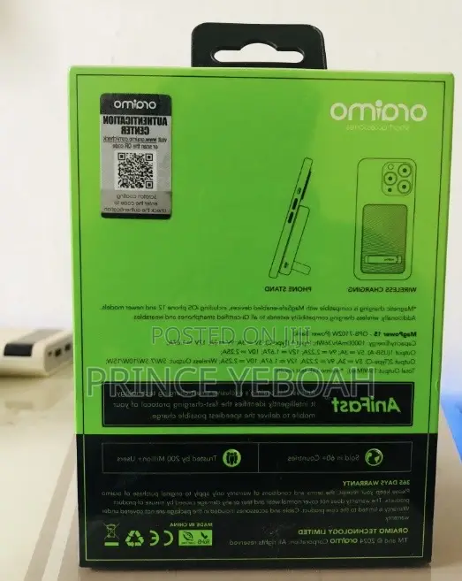 Oraimo Magpower 15 10,000mah Magnetic Wireless Power Bank (Opb-7102w)