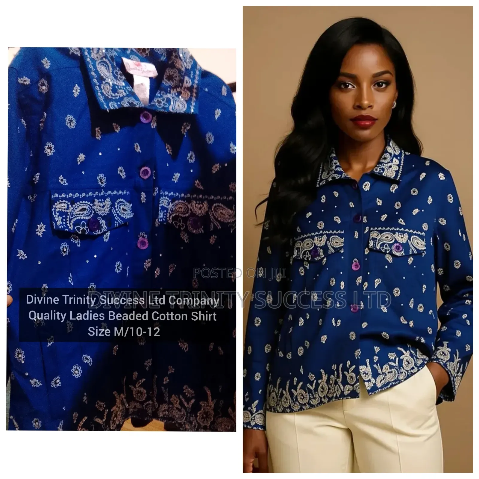 Ladies Beaded Cotton Shirt