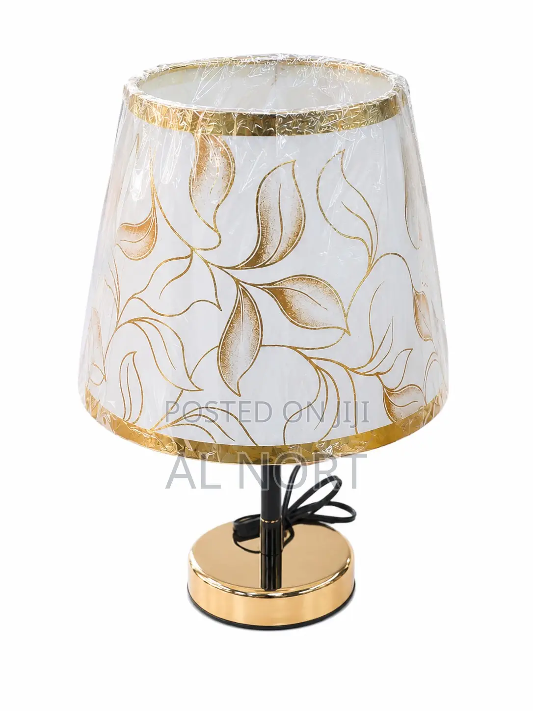 Decorative Table Lamp – Floral Pattern Shade – White Gold