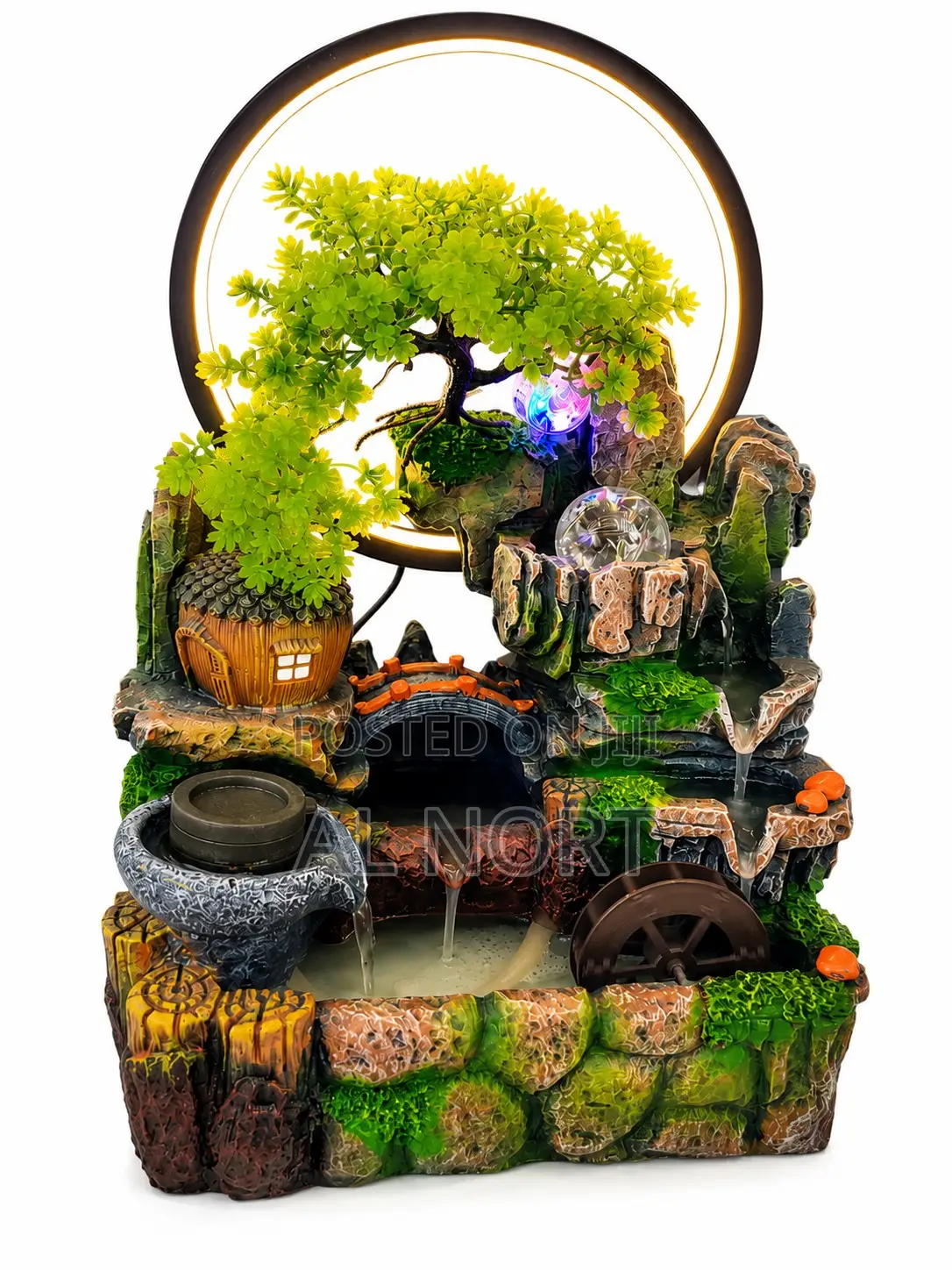 Led Tabletop Water Fountain With Bonsai Tree Ring Light