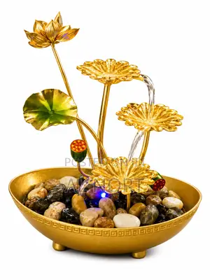 Golden Lotus Indoor Water Fountain With Led Light