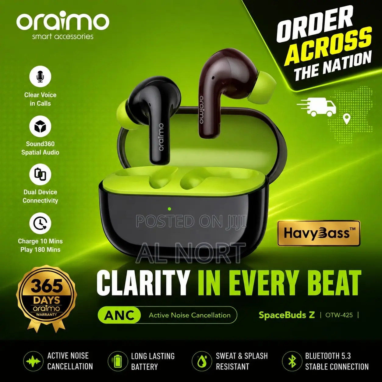 Oraimo Spacebuds Z Otw-625 True Wireless Bluetooth Earbuds With Anc