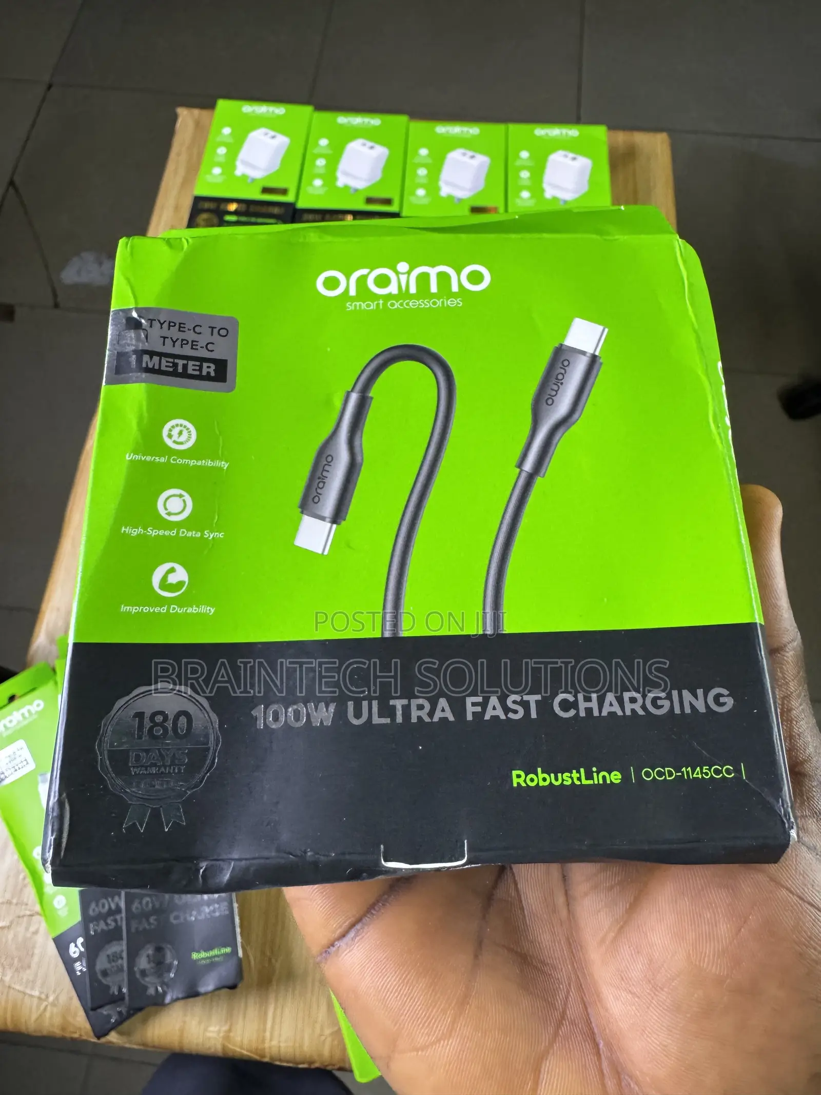Original Oraimo 100w High-Speed Durable Type-C to Type-C Cable