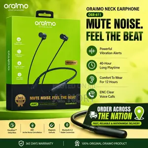 Oraimo Oeb-611 Bluetooth Neckband Earphones - Black