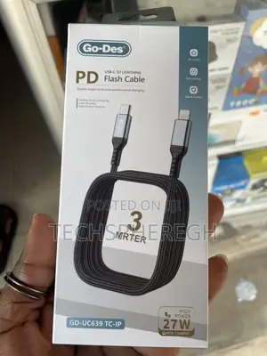 Go-Des 3m Long Pd Flash Cable for iPhone – 27w High Power